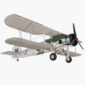 Biplane Torpedo Bomber Fairey Swordfish 3D